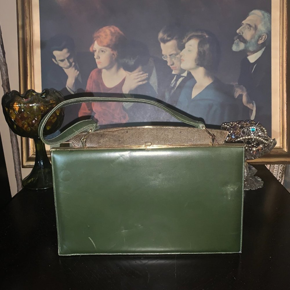 Vintage green handbag 1960s Good used condition